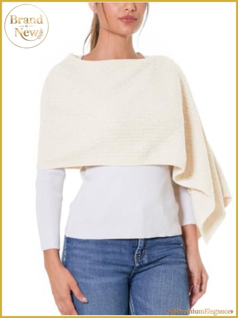 Knitted Shawl Wrap Poncho Cape Lightweight Soft Acrylic Nylon Polyester